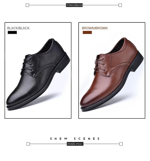 Elegant Men's Black Leather Oxfords for Formal Occasions - Perfect Wedding, Party, Office, and Business Shoes for Men